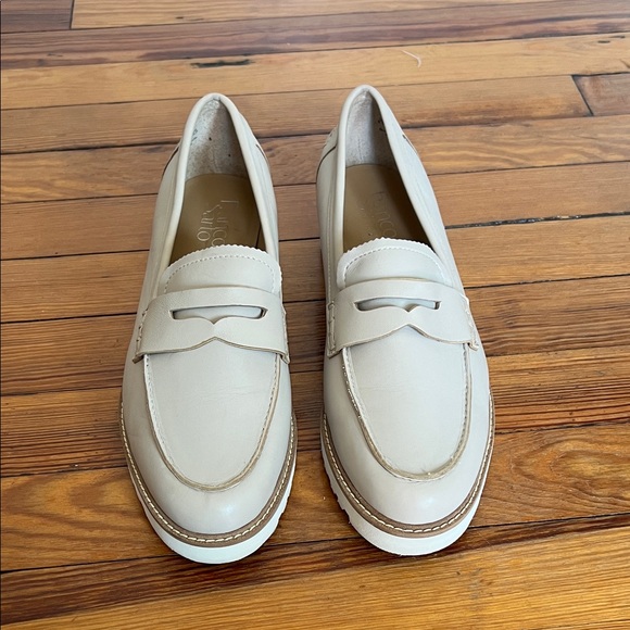 Franco Sarto Preppy Cedra Leather Lug Sole Loafers - Beige/Off-White 8.5 - Picture 2 of 8